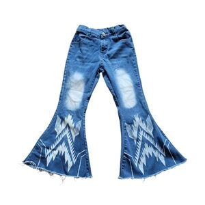Girls Aztec Denim Bell Bottoms